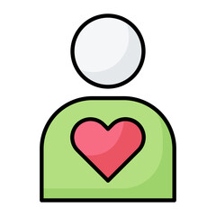 Human Love Colored Outline Icon