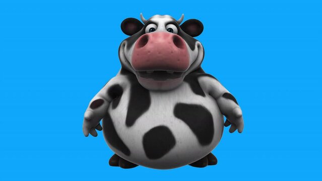 Fun 3D cartoon cow saying hi (with alpha channel included)
