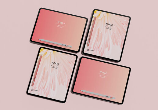 Four Tablets  Screen Mockup