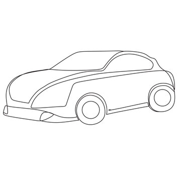 Elegance car sport element vector image. One line car.