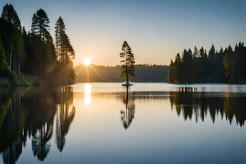 reflection of trees in water