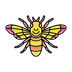 Colorful Monoline Bee Vector Graphic Design illustration Emblem