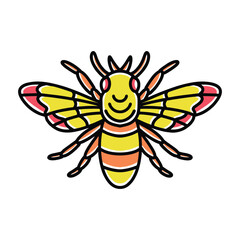 Colorful Monoline Bee Vector Graphic Design illustration Emblem