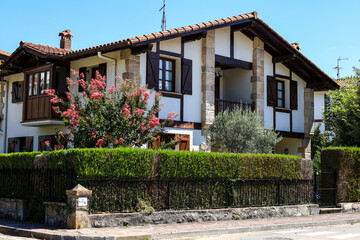 Fototapeta premium Traditional and colorful half-timbered houses in the old town of Bera
