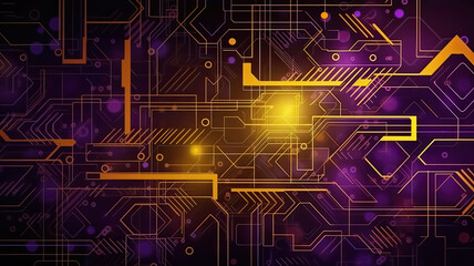 Purple and Yellow Technology abstract Futuristic background for modern banner and poster, Generative Ai