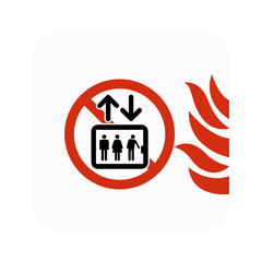 Fire attention. Not to use elevator. Usage of stairs