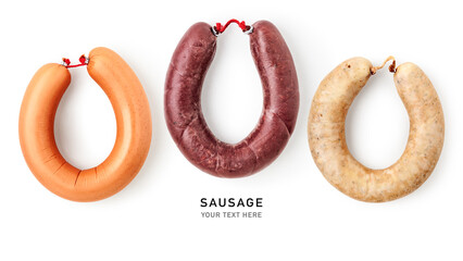Sausage ring set isolated on white background .