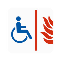 Disabled person exit. Room for disabled persons. Fire exit with special aid