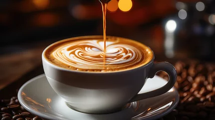 Fotobehang cup of cappuccino © Denis