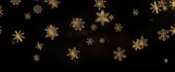 Snowflake Ballet: Exquisite 3D Illustration of Descending Festive Snowflakes in Motion