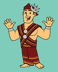 Indonesian Nusa Tenggara Timur Native in Traditional Dress