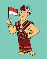 Indonesian Nusa Tenggara Timur Native in Traditional Dress