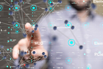 Neural network 3D illustration. Big data and cybersecurity