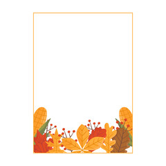 Autumn card. Fall season cozy poster. Autumn thanksgiving seasonal banner with corn, chestnut leaves. Stock design