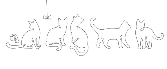 One line drawing cat. Contour symbol. Vector illustration.