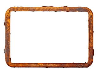 Vintage rusty metal frame isolated on transparent or white background, png