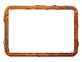 Vintage rusty metal frame isolated on transparent or white background, png