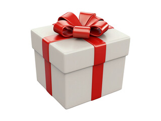 Gift box with a red ribbon bow isolated on transparent or white background, png