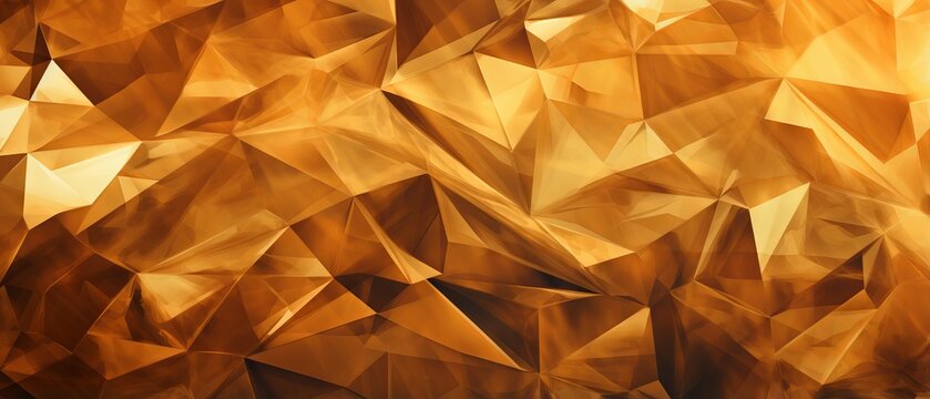 Fototapeta Faceted gold crystal background - abstract 3d render panorama wallpaper