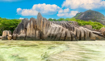 Crédence de cuisine en verre imprimé Anse Source D'Agent, île de La Digue, Seychelles World famous granite rocks in Anse Source d'Argent