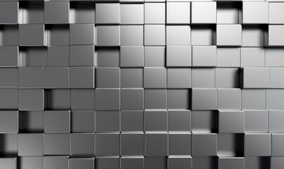 3D Tiles arranged to create a Square wall. Luxurious, Polished Background formed from Silver blocks. 3D Render, Generative AI