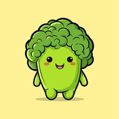 Funny Broccoli Character, Vector Art Illustration, Isolated