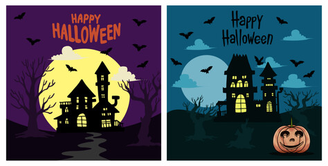 Collection of halloween party card set template
