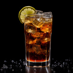 Coke glass on black background