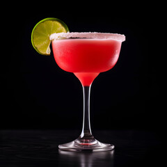 Daiquiri cocktail glass on black background