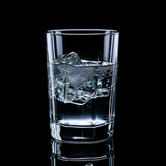 Water glass on black background