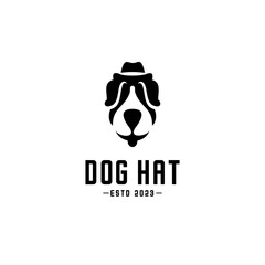 vector logo of a dog wearing a hat, face of dog logo

