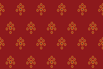 Florals oriental seamless pattern on red background. Boho floral. Retro red tone Design for fabric,carpet,textile,wallpaper,print,background,embroidery,home decor,cover,vector illustration, etc.