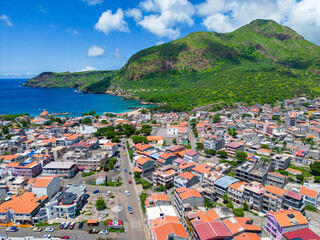 Tarrafal Town - Cape Verde Aerial View. Santiago Island Landscape of Tarrafal - popular tourist...
