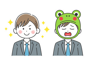 ビジネスマンの蛙化現象のイラスト