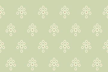 Florals oriental seamless pattern on soft green background. Pastel green tone. Design for fabric,carpet,textile,wallpaper,print,background,embroidery,home decor,cover,vector illustration, etc.