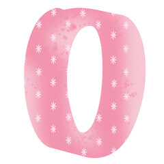 Number illustration 0-9 pink with white star pattern