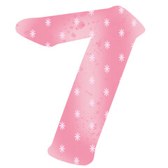 Number illustration 0-9 pink with white star pattern
