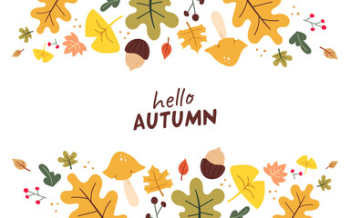 Autumn leaves pattern with hello autumn sale banner illustration, vector, shopping, flash sale and big sale