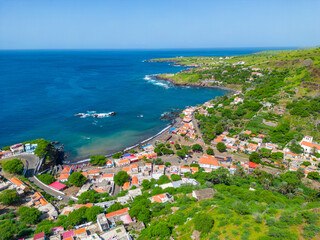 Cidade Velha Aerial View. The oldest city in the Republic of Cape Verde. Santiago Island Landscape. The Republic of Cape Verde is an island country in the Atlantic Ocean. Africa.