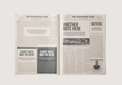 Mockup of customizable open newspaper and background