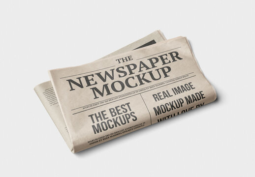 Mockup of customizable folded newspaper and background