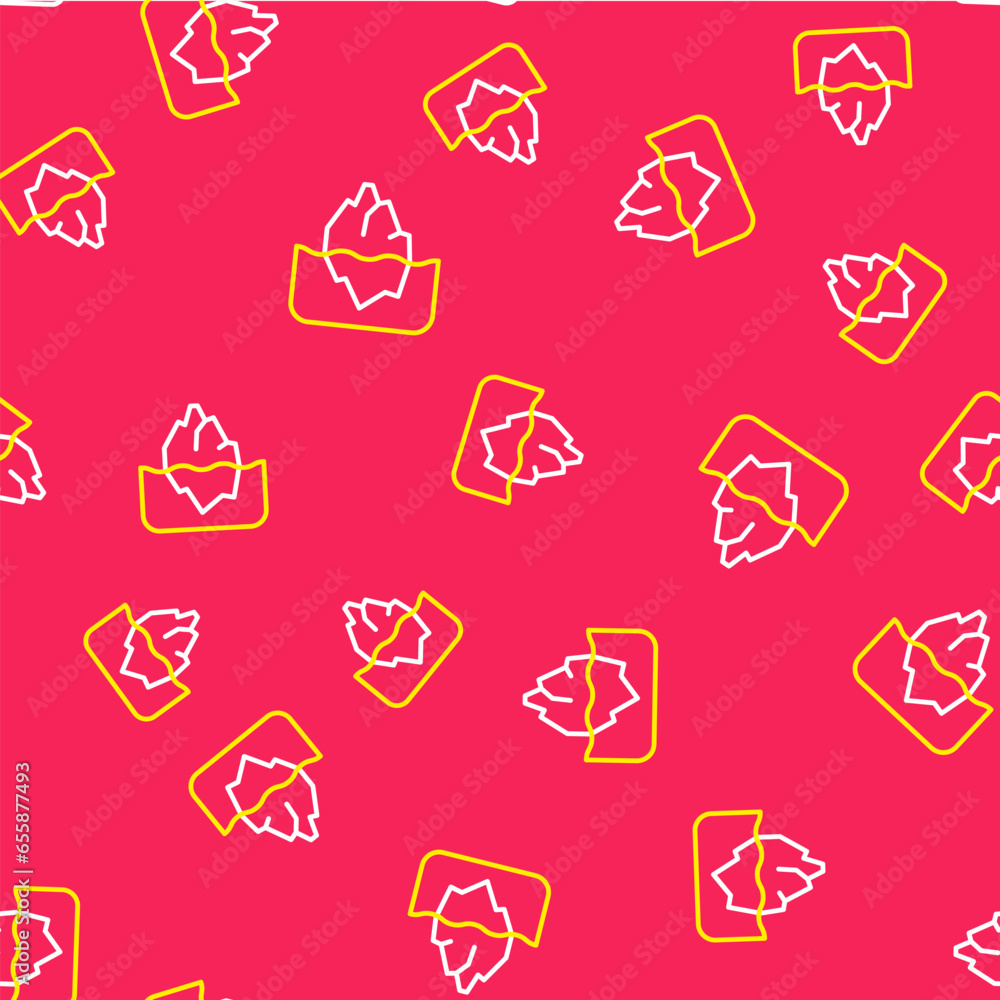 Poster line iceberg icon isolated seamless pattern on red background. vector