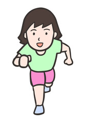 走る女性のイラスト、正面