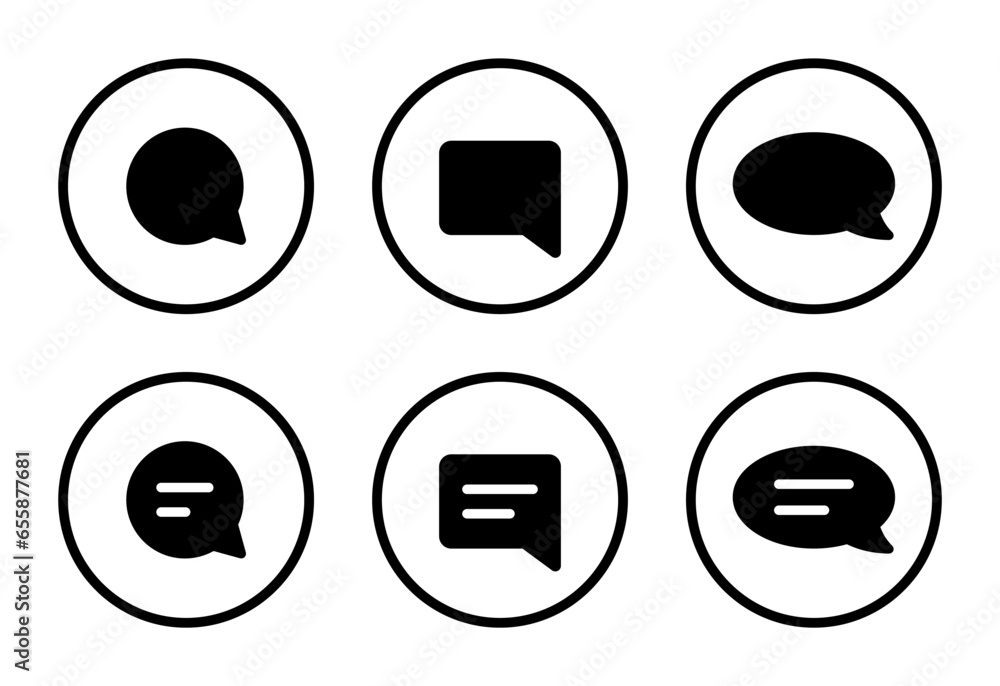 Poster speech bubble, comment icon vector in circle line. chat, message communication sign symbol