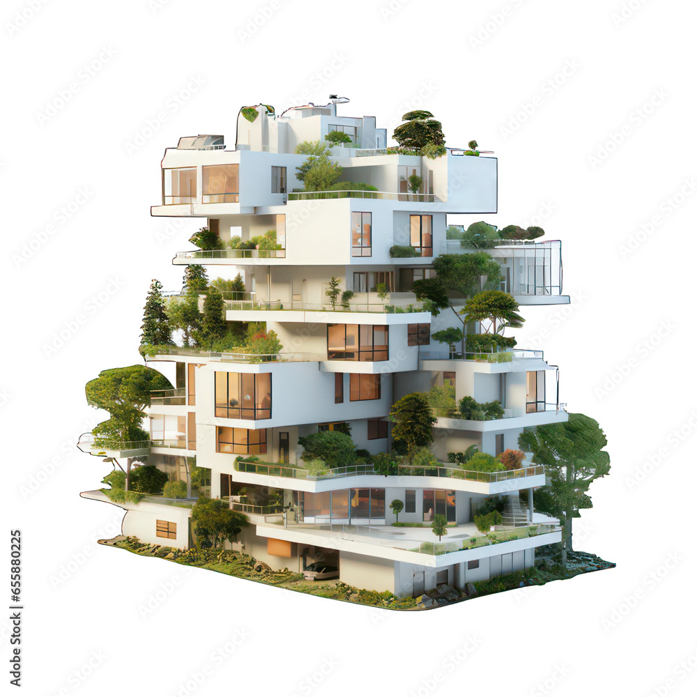 Poster condominium isolated on white created with generative ai