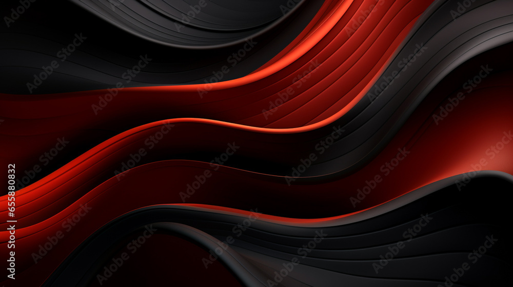 Poster black background with abstract fractal red pattern. drapery