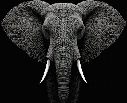 A black and white photo of an elephant