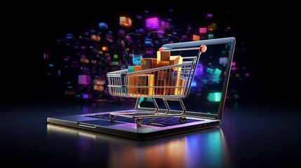 Revolutionizing Online Industry Accessibility: 3D Laptop Transcends Traditional Virtual Shopping Carts, Empowering One-Click Digital Commerce Solutions 