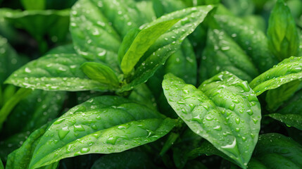 rain drops on green leaves