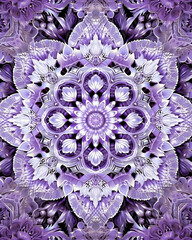 many beautiful complex hyper-detailed lace lacey mandalas, purple, black and grey and white interwoven, many layers, layered, psychedelic, Sahaj ma's world print 2014, in the style of technological sy
